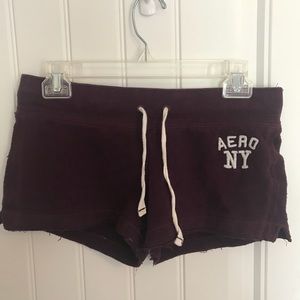 Aeropostale maroon tie shorts, size small